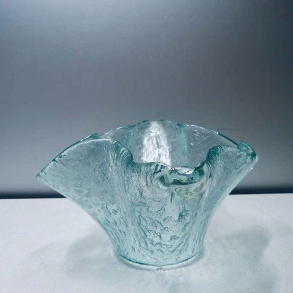 NWT MURERO Italian Eco Recycle Large Handkerchief Ruffle Glass Bowl - Picture 3 of 6